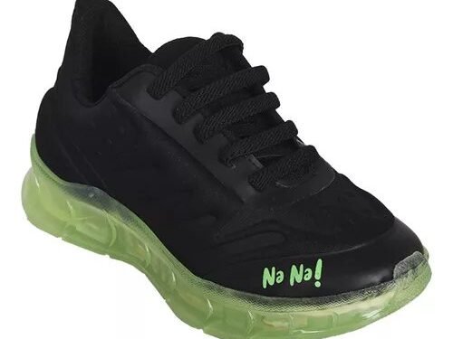 Zapatillas NIÑO con LUZLED  Color PRETO/VERDE #3129